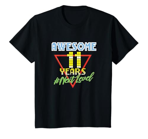 Kinder Awesome 11 Years 11 Jahre Retro Gaming NextLevel Design T-Shirt von Retro Birthday Gaming Party Gift for Birthday