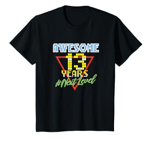 Kinder Awesome 13 Years 13 Jahre Retro Gaming NextLevel Design T-Shirt von Retro Birthday Gaming Party Gift for Birthday
