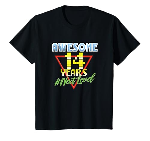 Kinder Awesome 14 Years 14 Jahre Retro Gaming NextLevel Design T-Shirt von Retro Birthday Gaming Party Gift for Birthday