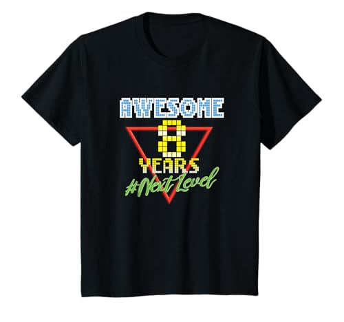 Kinder Awesome 8 Years 8 Jahre Retro Gaming NextLevel Design T-Shirt von Retro Birthday Gaming Party Gift for Birthday