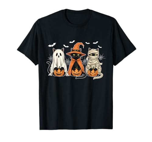 Gruselige Schwarze Katze Hexe Geist Mama Gruseliger Halloween Kürbis T-Shirt von Retro Black Cat Witch Halloween Pumpkin Kids Shirt