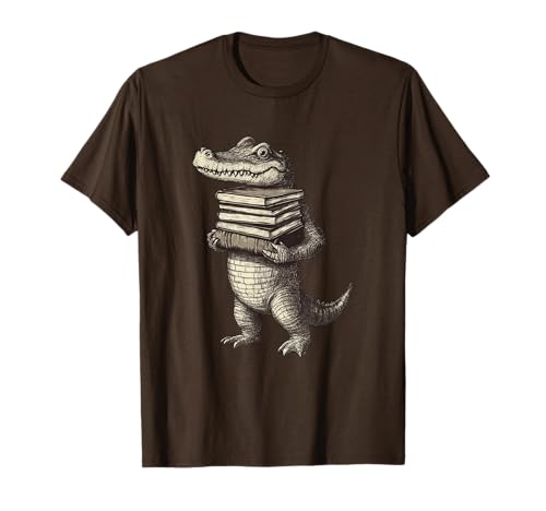 Funny Crocodile Book Lover Reading Men Women Kids T-Shirt von Retro Bookworm Crocodile Lover Apparel