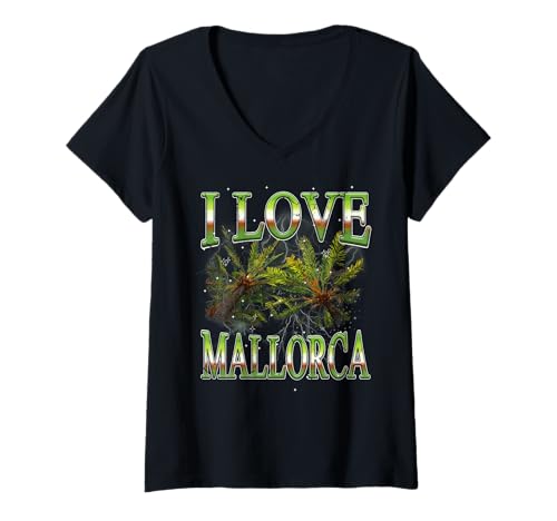 Damen Mallorca Bootleg Vintage Spanische Balearen 90er Jahre Meme T-Shirt mit V-Ausschnitt Damen Mallorca Bootleg Vintage Spanische Balearen 90er Jahre Meme T-Shirt mit V-Ausschnitt von Retro Bootleg Mediterranean Sea Mallorca Souvenirs