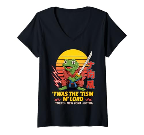 Damen Fighting Frog Bootleg Tour – Retro Meme Style T-Shirt mit V-Ausschnitt von Retro Bootleg Series Fighting Frog Co.