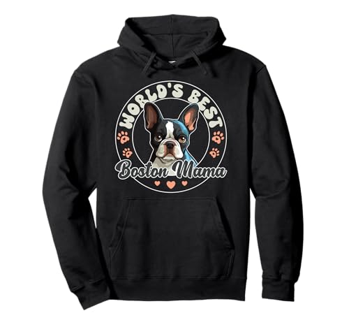 Boston Terrier Groovy World's best Boston Mama Pullover Hoodie von Retro Boston Dog Tees