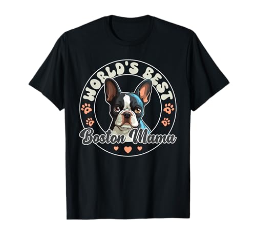 Boston Terrier Groovy World's best Boston Mama T-Shirt von Retro Boston Dog Tees