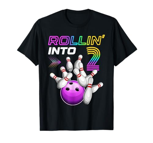 Rollin' Into 2 Bowling Geburtstagsgeschenk für 2 Jahre alte Kinder T-Shirt Rollin' Into 2 Bowling Geburtstagsgeschenk für 2 Jahre alte Kinder T-Shirt von Retro Bowling Birthday Party Family Matching