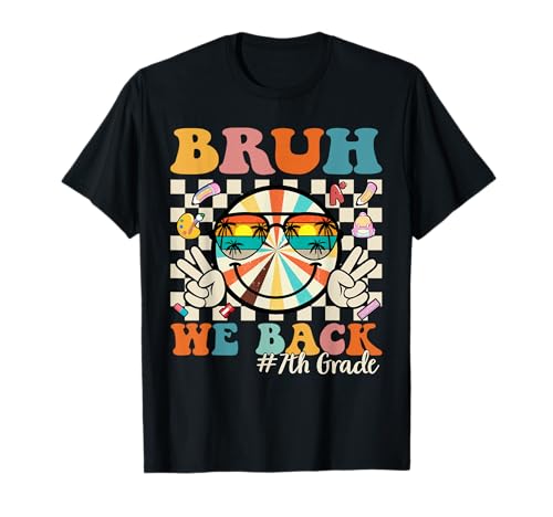 Bruh We Back 7th Grade Retro Back to School Boys Girls Kids T-Shirt von Retro Bruh We Back to School Students Teachers