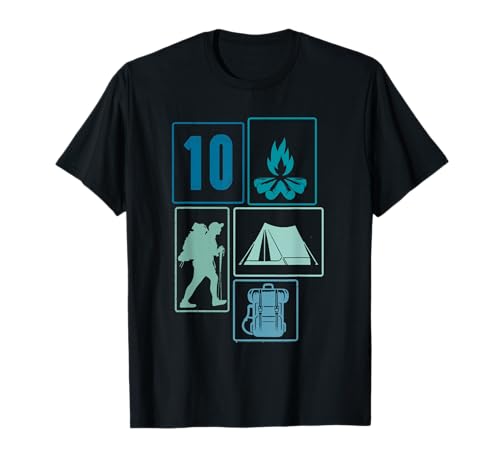 10. Geburtstag Camping 10 Jahre Jungs Retro Camper Wandern T-Shirt 10. Geburtstag Camping 10 Jahre Jungs Retro Camper Wandern T-Shirt von Retro Camping Geburtstag Jungs Männer Geschenk