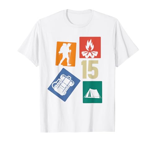 15. Geburtstag Camping 15 Jahre Jungs Retro Camper Wandern T-Shirt 15. Geburtstag Camping 15 Jahre Jungs Retro Camper Wandern T-Shirt von Retro Camping Geburtstag Jungs Männer Geschenk
