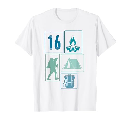 16. Geburtstag Camping 16 Jahre Jungs Retro Camper Wandern T-Shirt 16. Geburtstag Camping 16 Jahre Jungs Retro Camper Wandern T-Shirt von Retro Camping Geburtstag Jungs Männer Geschenk
