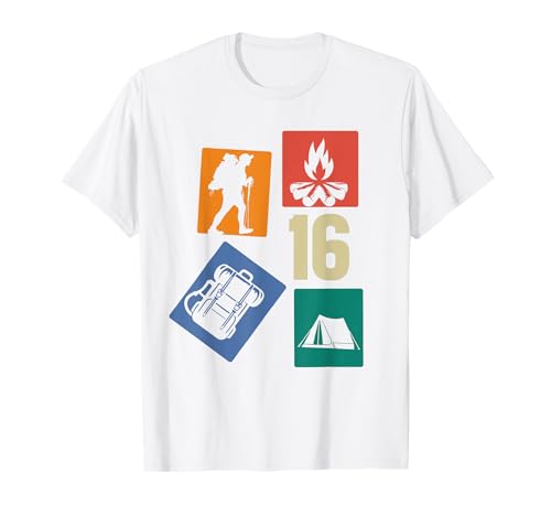 16. Geburtstag Camping 16 Jahre Jungs Retro Camper Wandern T-Shirt 16. Geburtstag Camping 16 Jahre Jungs Retro Camper Wandern T-Shirt von Retro Camping Geburtstag Jungs Männer Geschenk