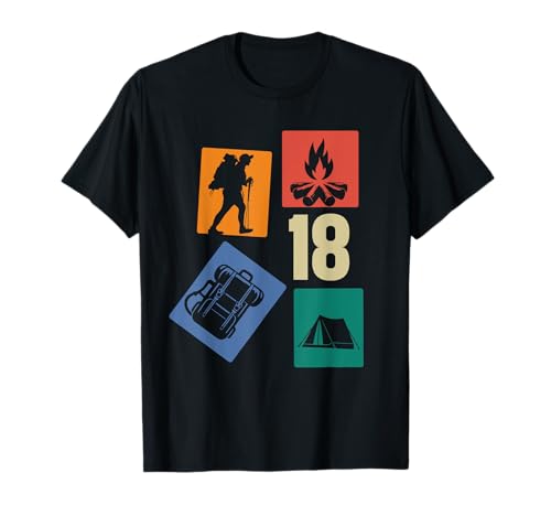 18. Geburtstag Camping 18 Jahre Männer Retro Camper Wandern T-Shirt 18. Geburtstag Camping 18 Jahre Männer Retro Camper Wandern T-Shirt von Retro Camping Geburtstag Jungs Männer Geschenk