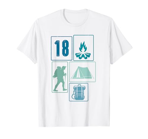 18. Geburtstag Camping 18 Jahre Männer Retro Camper Wandern T-Shirt von Retro Camping Geburtstag Jungs Männer Geschenk