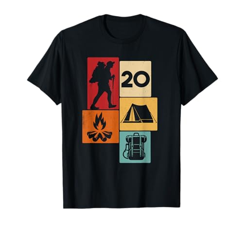 20. Geburtstag Camping 20 Jahre Männer Retro Camper Wandern T-Shirt von Retro Camping Geburtstag Jungs Männer Geschenk