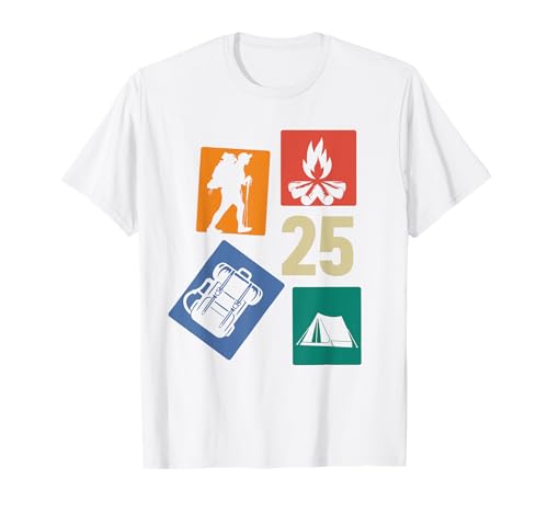 25. Geburtstag Camping 25 Jahre Männer Retro Camper Wandern T-Shirt von Retro Camping Geburtstag Jungs Männer Geschenk