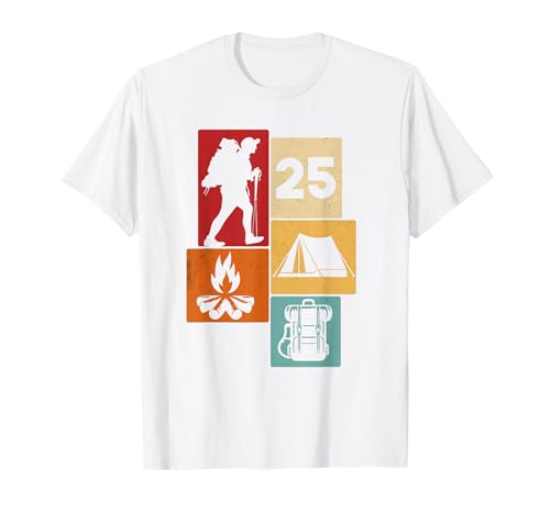 25. Geburtstag Camping 25 Jahre Männer Retro Camper Wandern T-Shirt von Retro Camping Geburtstag Jungs Männer Geschenk