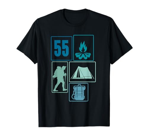 55. Geburtstag Camping 55 Jahre Männer Retro Camper Wandern T-Shirt von Retro Camping Geburtstag Jungs Männer Geschenk
