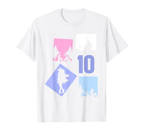 10. Geburtstag Camping 10 Jahre Mädchen Retro Camper Wandern T-Shirt von Retro Camping Geburtstag Mädchen Frauen Geschenk