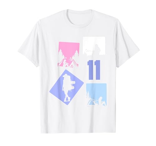 11. Geburtstag Camping 11 Jahre Mädchen Retro Camper Wandern T-Shirt von Retro Camping Geburtstag Mädchen Frauen Geschenk