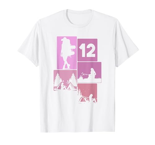 12. Geburtstag Camping 12 Jahre Mädchen Retro Camper Wandern T-Shirt von Retro Camping Geburtstag Mädchen Frauen Geschenk