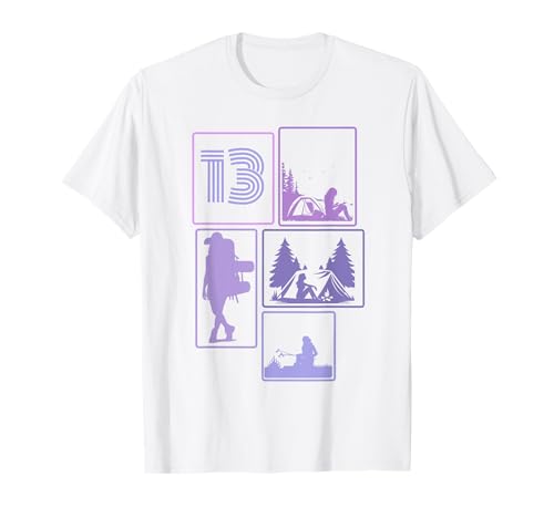 13. Geburtstag Camping 13 Jahre Mädchen Retro Camper Wandern T-Shirt von Retro Camping Geburtstag Mädchen Frauen Geschenk