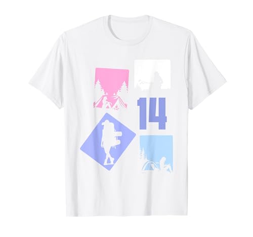 14. Geburtstag Camping 14 Jahre Mädchen Retro Camper Wandern T-Shirt von Retro Camping Geburtstag Mädchen Frauen Geschenk