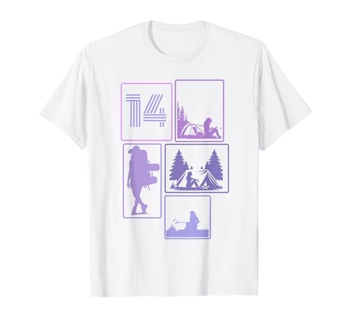 14. Geburtstag Camping 14 Jahre Mädchen Retro Camper Wandern T-Shirt von Retro Camping Geburtstag Mädchen Frauen Geschenk