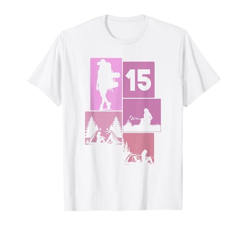15. Geburtstag Camping 15 Jahre Mädchen Retro Camper Wandern T-Shirt von Retro Camping Geburtstag Mädchen Frauen Geschenk