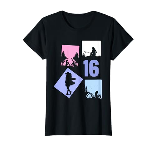 16. Geburtstag Camping 16 Jahre Mädchen Retro Camper Wandern T-Shirt von Retro Camping Geburtstag Mädchen Frauen Geschenk