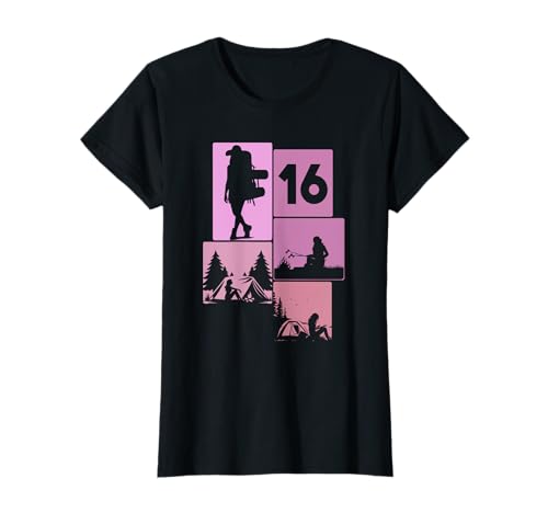 16. Geburtstag Camping 16 Jahre Mädchen Retro Camper Wandern T-Shirt von Retro Camping Geburtstag Mädchen Frauen Geschenk