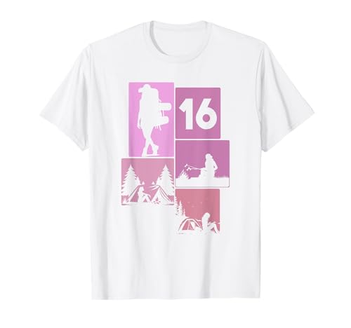 16. Geburtstag Camping 16 Jahre Mädchen Retro Camper Wandern T-Shirt von Retro Camping Geburtstag Mädchen Frauen Geschenk