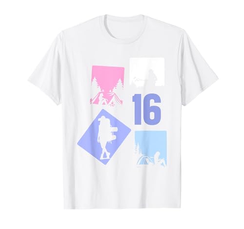 16. Geburtstag Camping 16 Jahre Mädchen Retro Camper Wandern T-Shirt von Retro Camping Geburtstag Mädchen Frauen Geschenk