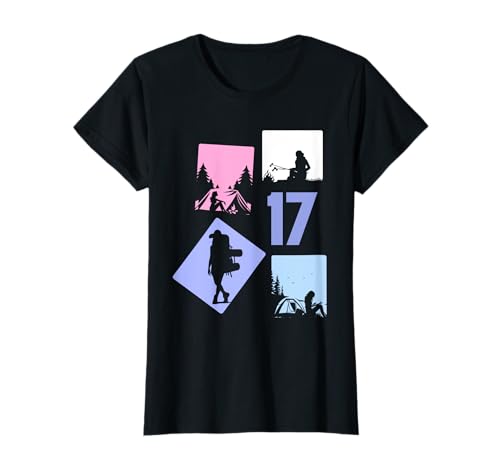 17. Geburtstag Camping 17 Jahre Mädchen Retro Camper Wandern T-Shirt von Retro Camping Geburtstag Mädchen Frauen Geschenk