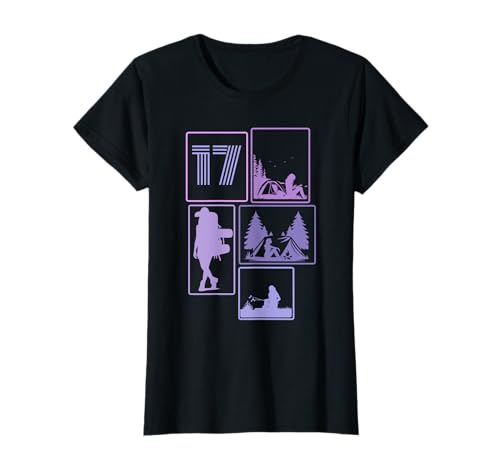 17. Geburtstag Camping 17 Jahre Mädchen Retro Camper Wandern T-Shirt von Retro Camping Geburtstag Mädchen Frauen Geschenk