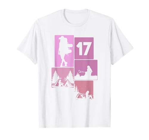 17. Geburtstag Camping 17 Jahre Mädchen Retro Camper Wandern T-Shirt von Retro Camping Geburtstag Mädchen Frauen Geschenk