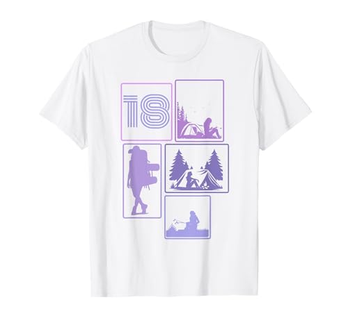18. Geburtstag Camping 18 Jahre Frauen Retro Camper Wandern T-Shirt von Retro Camping Geburtstag Mädchen Frauen Geschenk