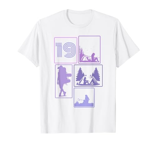 19. Geburtstag Camping 19 Jahre Frauen Retro Camper Wandern T-Shirt von Retro Camping Geburtstag Mädchen Frauen Geschenk