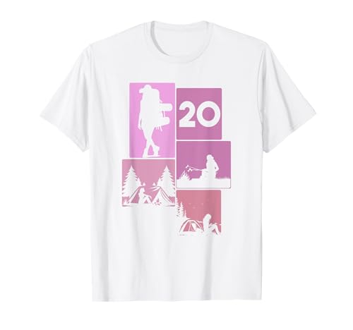 20. Geburtstag Camping 20 Jahre Frauen Retro Camper Wandern T-Shirt von Retro Camping Geburtstag Mädchen Frauen Geschenk