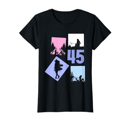 45. Geburtstag Camping 45 Jahre Frauen Retro Camper Wandern T-Shirt von Retro Camping Geburtstag Mädchen Frauen Geschenk