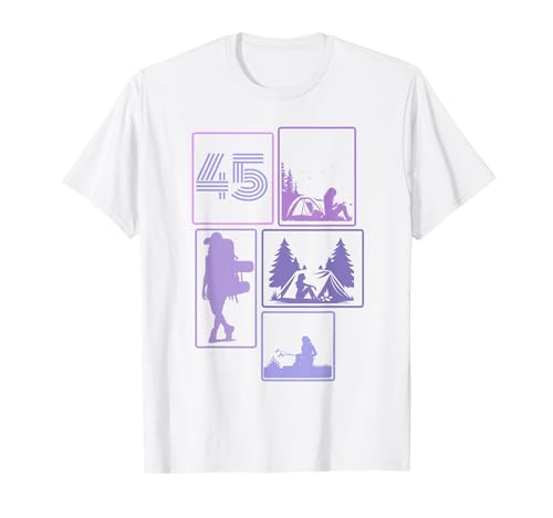 45. Geburtstag Camping 45 Jahre Frauen Retro Camper Wandern T-Shirt von Retro Camping Geburtstag Mädchen Frauen Geschenk