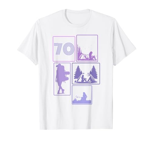 70. Geburtstag Camping 70 Jahre Frauen Retro Camper Wandern T-Shirt von Retro Camping Geburtstag Mädchen Frauen Geschenk