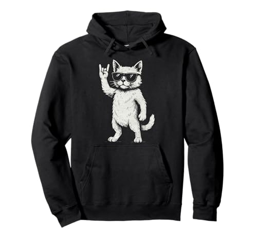 Retro Katze Rock Musik Lustige Katzen Liebhaber Männer Frauen Kinder Vintage Pullover Hoodie von Retro Cat Rock Music Funny Cats lover Vintage Cool