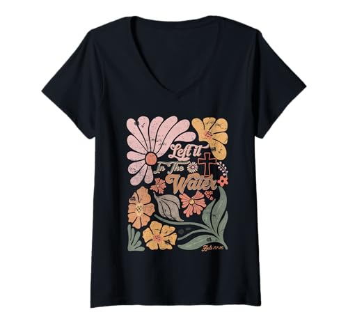 Damen Boho Retro Christian Left It In The Water Herren Damen Kinder T-Shirt mit V-Ausschnitt Damen Boho Retro Christian Left It In The Water Herren Damen Kinder T-Shirt mit V-Ausschnitt von Retro Christian Left It In The Water