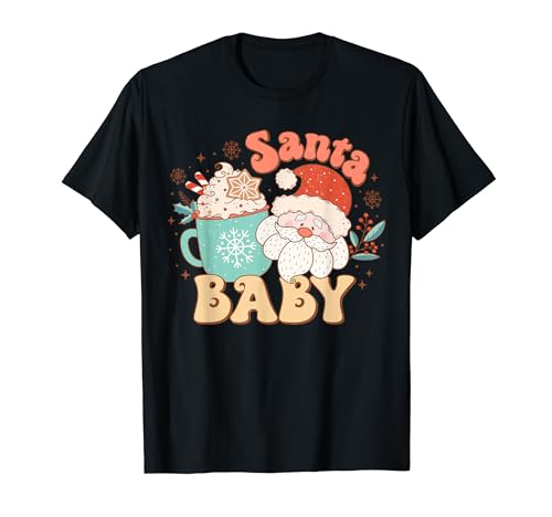 Retro Groovy Weihnachten 2023 Outfit Santa Baby Xmas Kostüm T-Shirt von Retro Christmas 2023 Family Matching Xmas Gifts