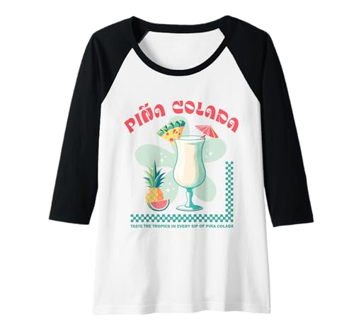 Damen Tropical Piña Colada Retro Cocktail Ananas Drink Beach Raglan Damen Tropical Piña Colada Retro Cocktail Ananas Drink Beach Raglan von Retro Cocktail Aesthetic Funny Summer Drink Tees