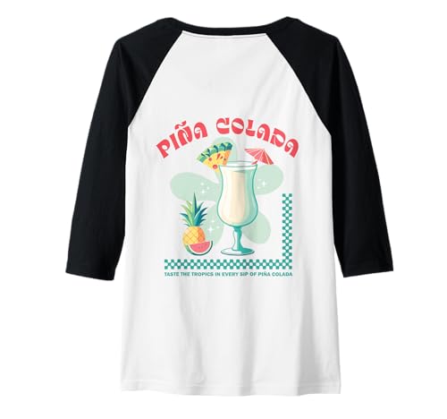 Damen Tropical Piña Colada Retro Cocktail Ananas Drink Beach Raglan Damen Tropical Piña Colada Retro Cocktail Ananas Drink Beach Raglan von Retro Cocktail Aesthetic Funny Summer Drink Tees