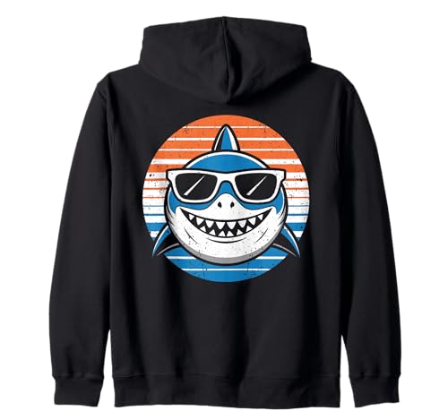 Cooler Retro-Hai in Sonnenbrille für Kinder, Jungen, Herren, lustiger Hai Kapuzenjacke von Retro Cool Shark Gifts For Women Men Boys Kids