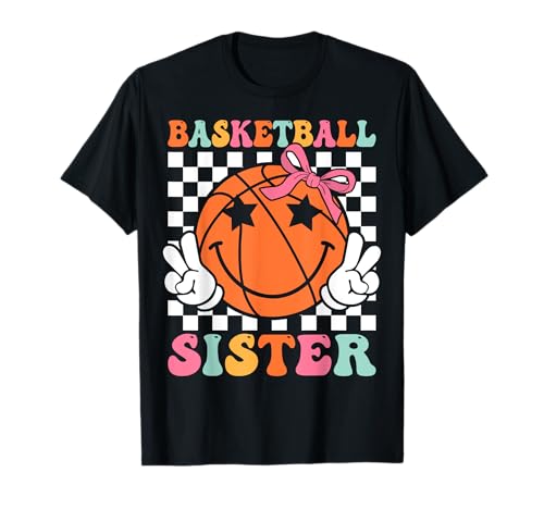 Basketball Schwester Kokette Bogen Basketball Liebhaber Mädchen T-Shirt von Retro Coquette Bow Basketball Sister Girls
