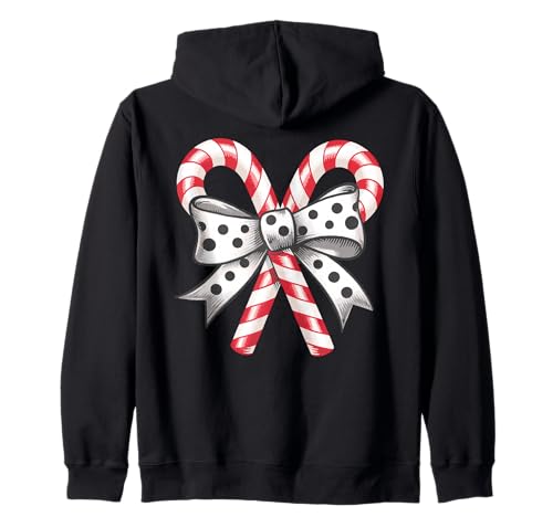 Coquette Bow Tie Candy Cane Bow Christmas Holiday Women Girl Kapuzenjacke von Retro Coquette Bow Tie Candy Cane Christmas Vibes